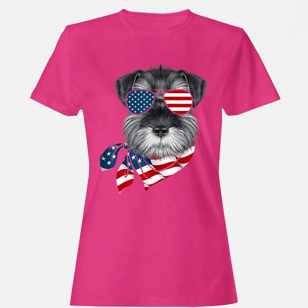 American Flag Schnauzer Patriotic 4th Of July T Women's T-shirt - 6
