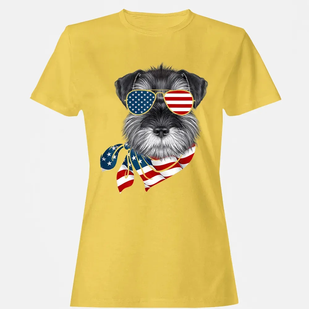 American Flag Schnauzer Patriotic 4th Of July T Women's T-shirt - 4