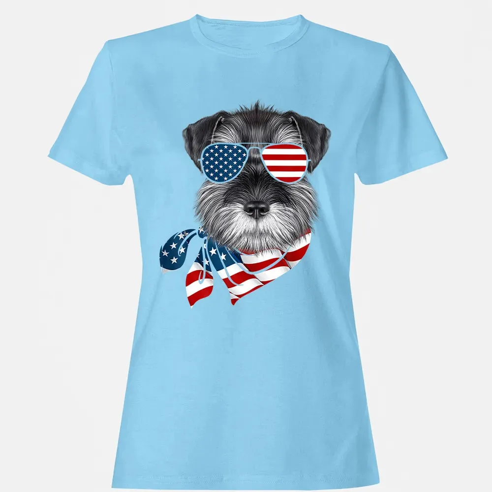 American Flag Schnauzer Patriotic 4th Of July T Women's T-shirt - 8