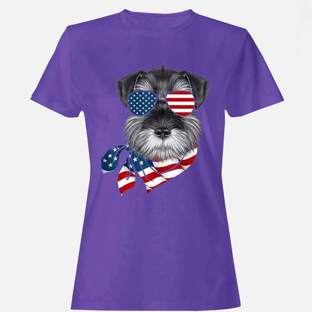 American Flag Schnauzer Patriotic 4th Of July T Women's T-shirt - 12