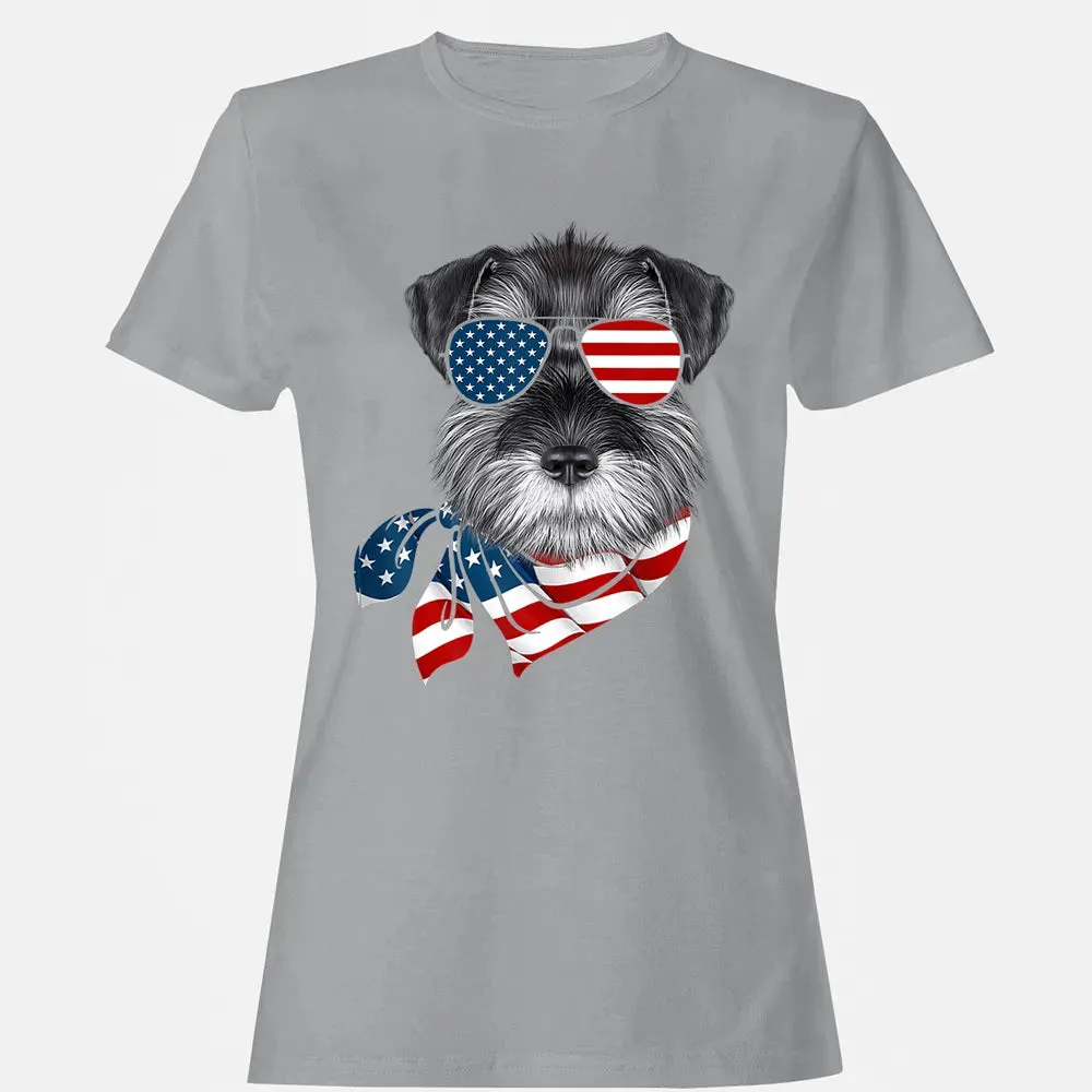 American Flag Schnauzer Patriotic 4th Of July T Women's T-shirt - 15