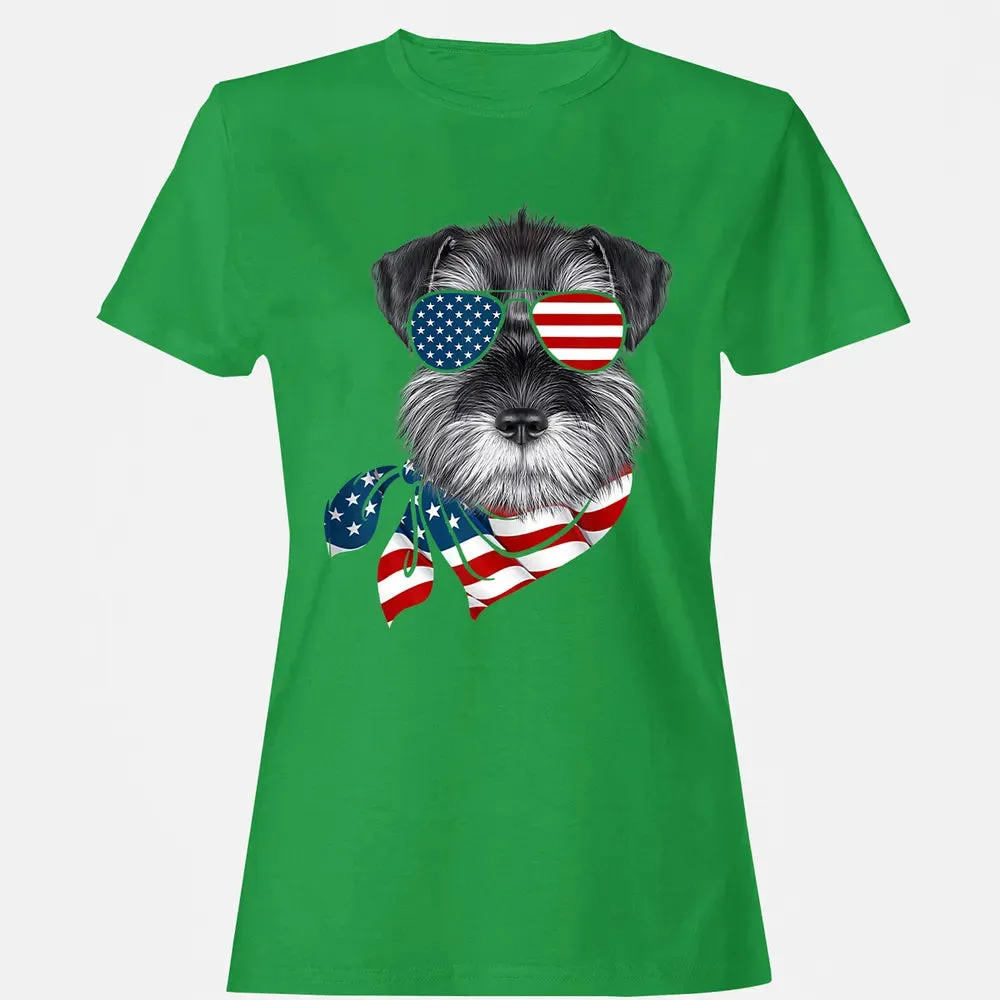 American Flag Schnauzer Patriotic 4th Of July T Women's T-shirt - 7