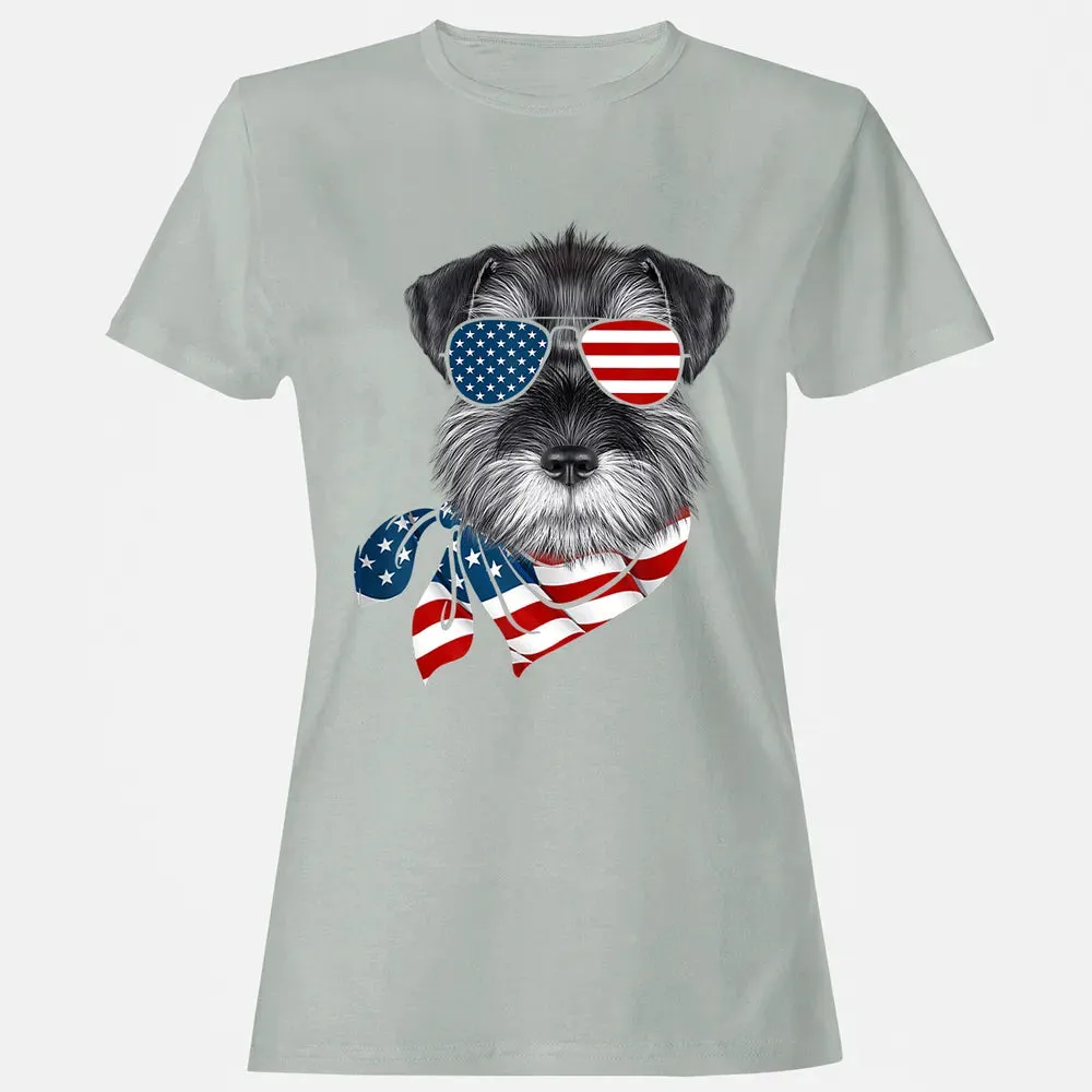 American Flag Schnauzer Patriotic 4th Of July T Women's T-shirt - 2