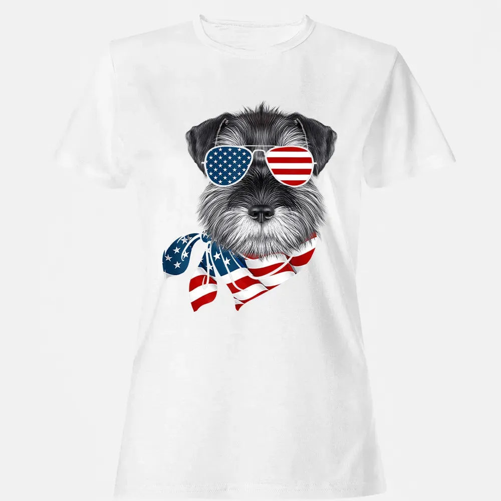 American Flag Schnauzer Patriotic 4th Of July T Women's T-shirt - 16