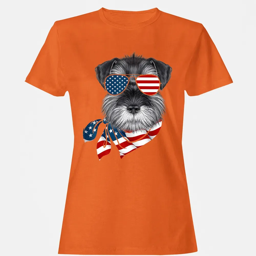 American Flag Schnauzer Patriotic 4th Of July T Women's T-shirt - 11
