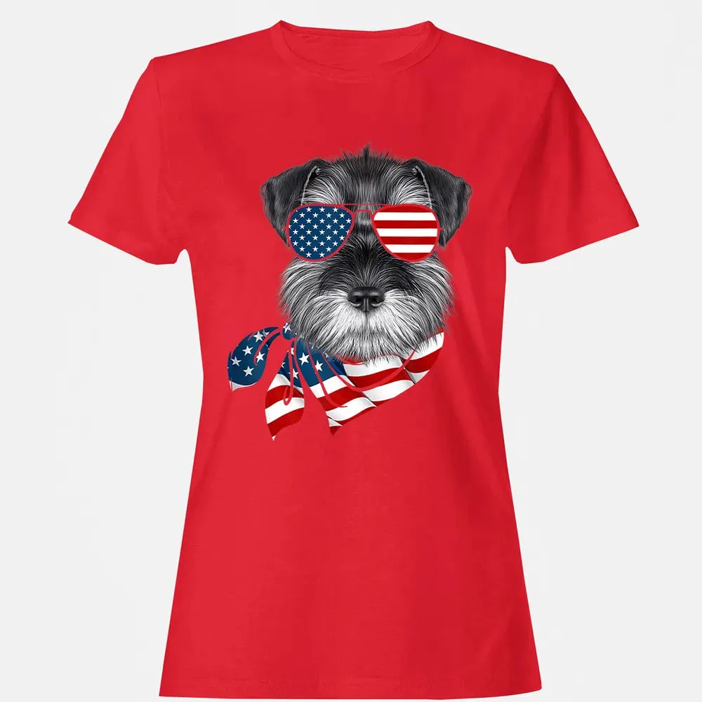 American Flag Schnauzer Patriotic 4th Of July T Women's T-shirt - 13