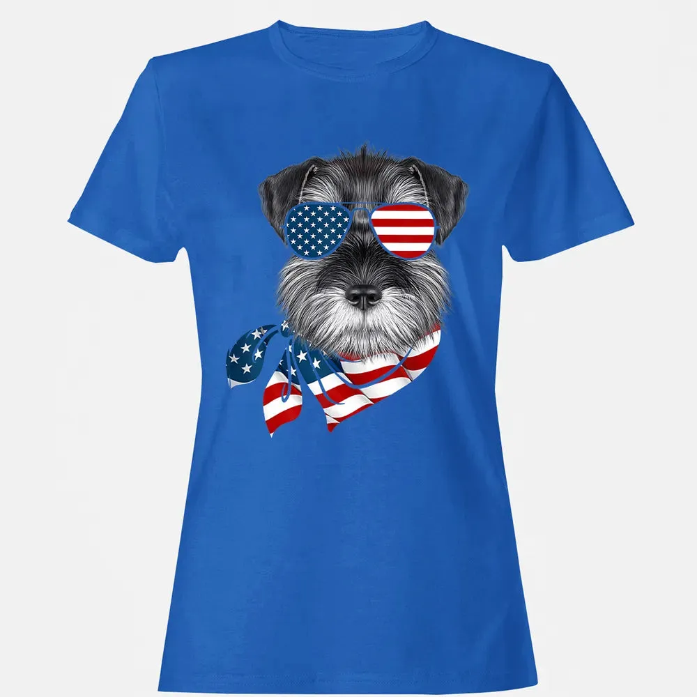 American Flag Schnauzer Patriotic 4th Of July T Women's T-shirt - 14