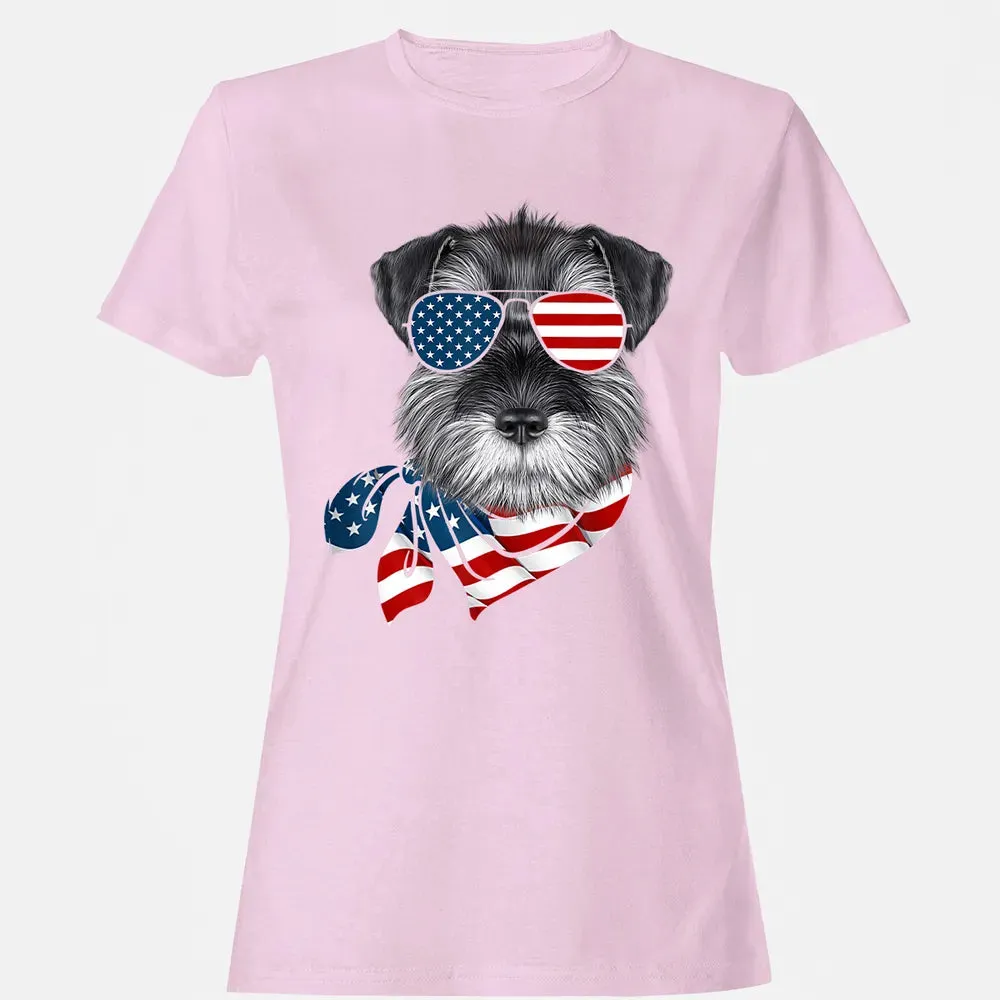 American Flag Schnauzer Patriotic 4th Of July T Women's T-shirt - 9