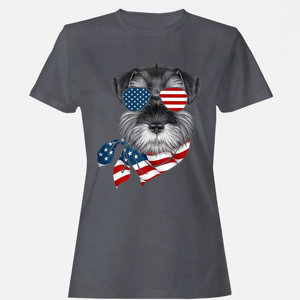 American Flag Schnauzer Patriotic 4th Of July T Women's T-shirt - 5