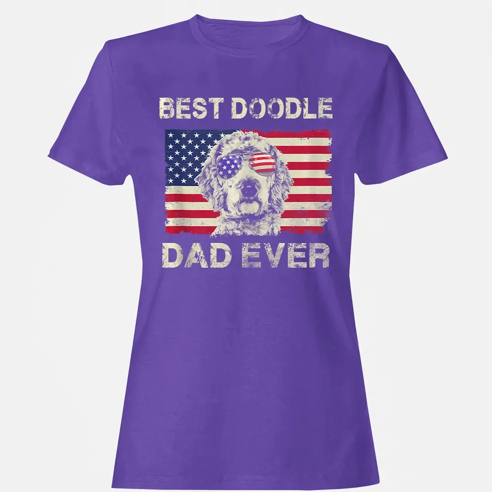 Best Doodle Dad Ever  Us Flag  4th Of July Gift Women's T-shirt - 12