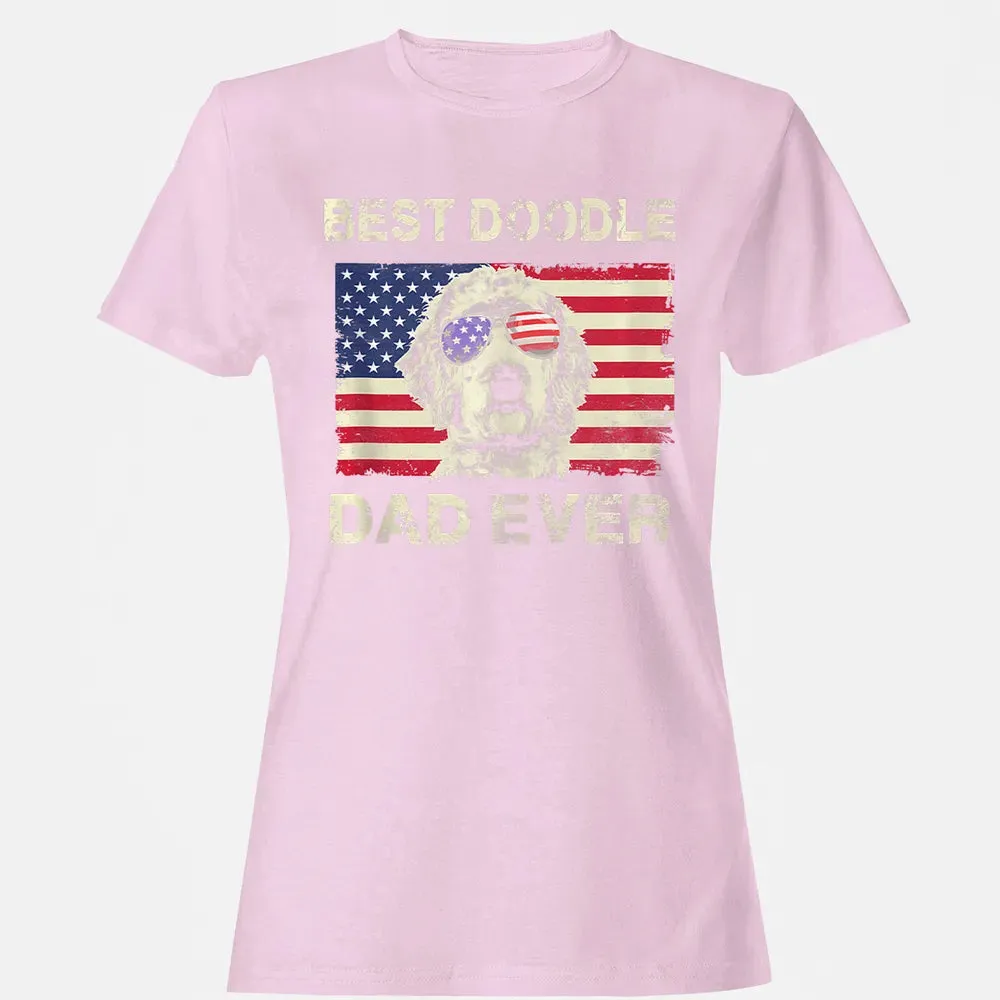 Best Doodle Dad Ever  Us Flag  4th Of July Gift Women's T-shirt - 9