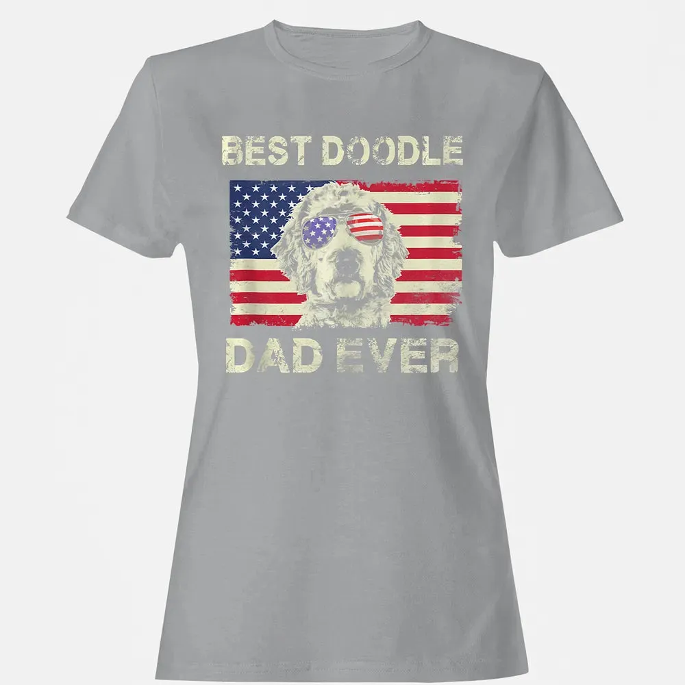 Best Doodle Dad Ever  Us Flag  4th Of July Gift Women's T-shirt - 15