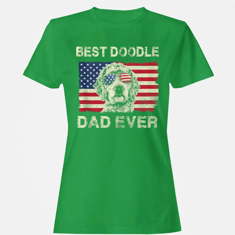 Best Doodle Dad Ever  Us Flag  4th Of July Gift Women's T-shirt - 7