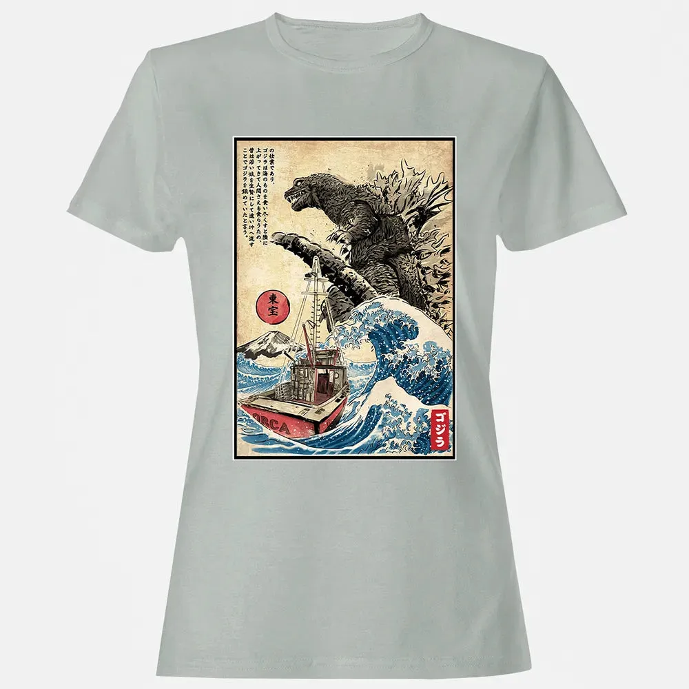 Orca in Japan Woodblock Women's T-shirt - 2