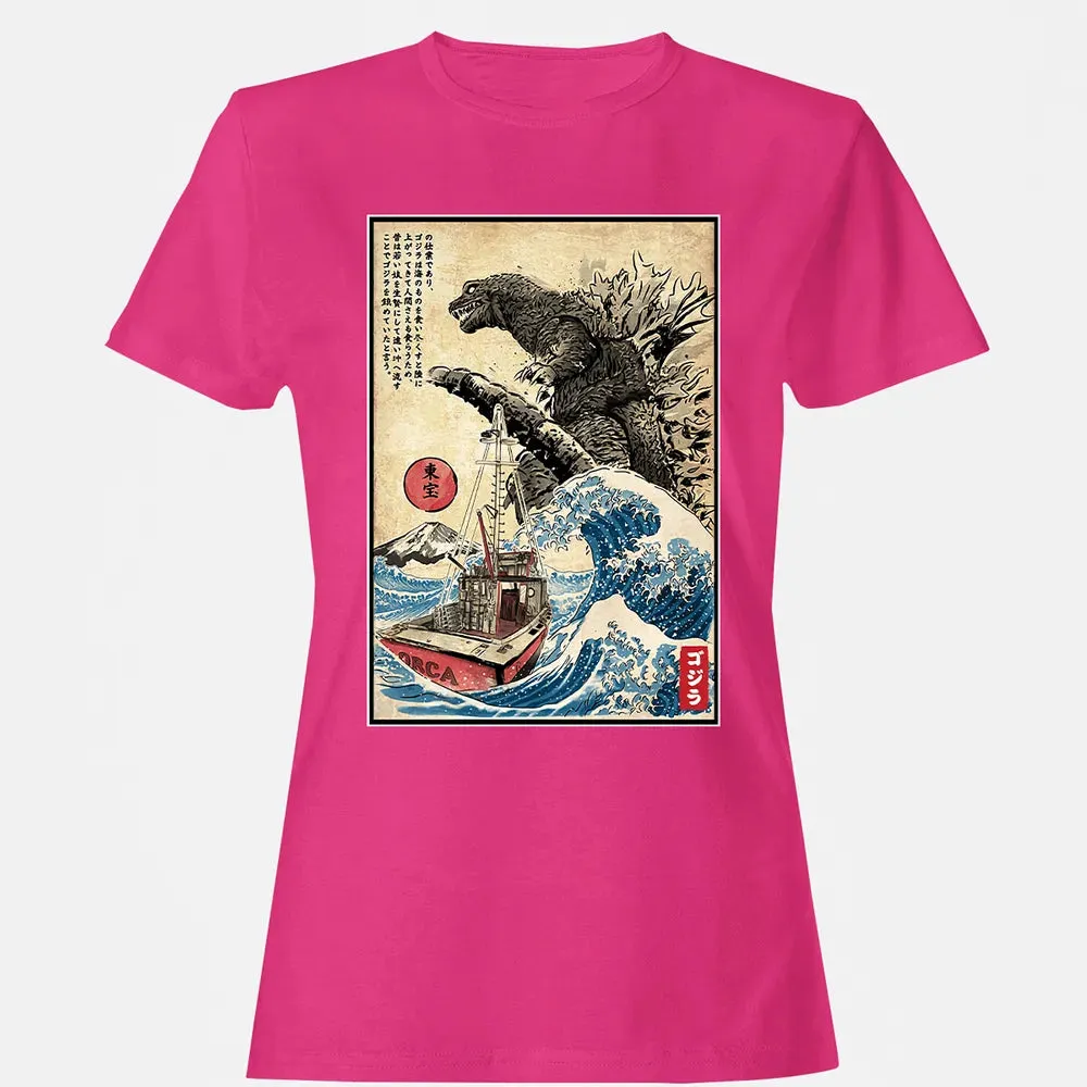 Orca in Japan Woodblock Women's T-shirt - 6