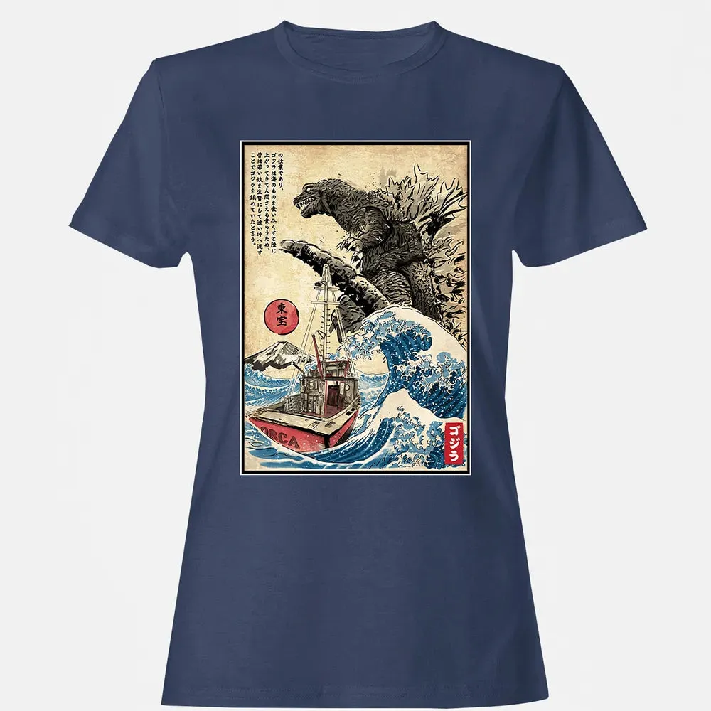 Orca in Japan Woodblock Women's T-shirt - 10