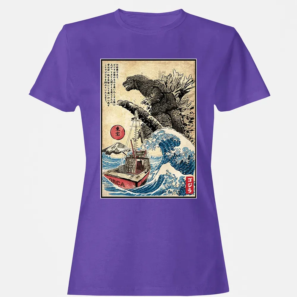 Orca in Japan Woodblock Women's T-shirt - 12
