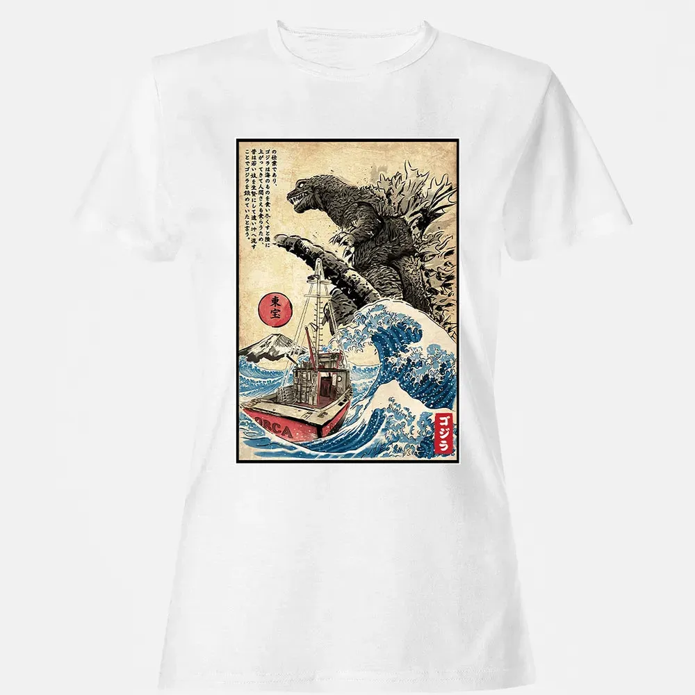 Orca in Japan Woodblock Women's T-shirt - 16