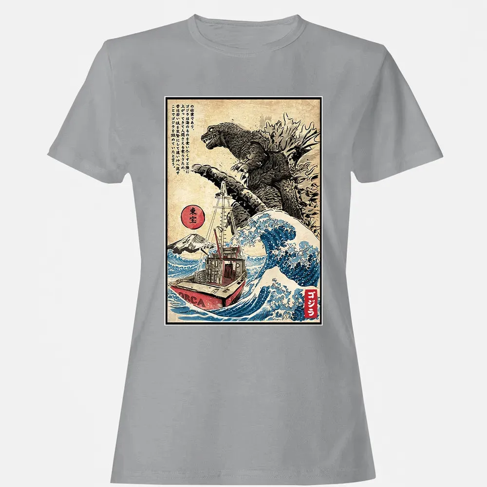Orca in Japan Woodblock Women's T-shirt - 15