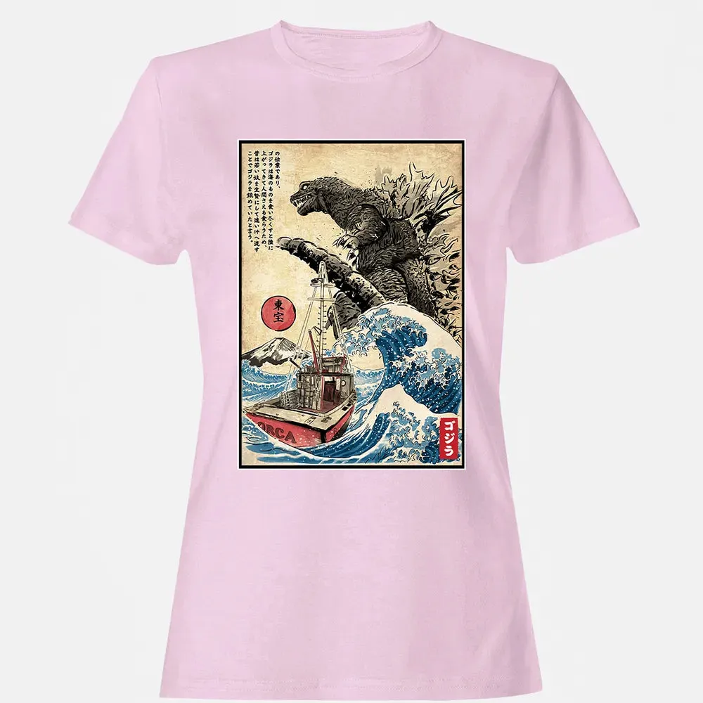 Orca in Japan Woodblock Women's T-shirt - 9