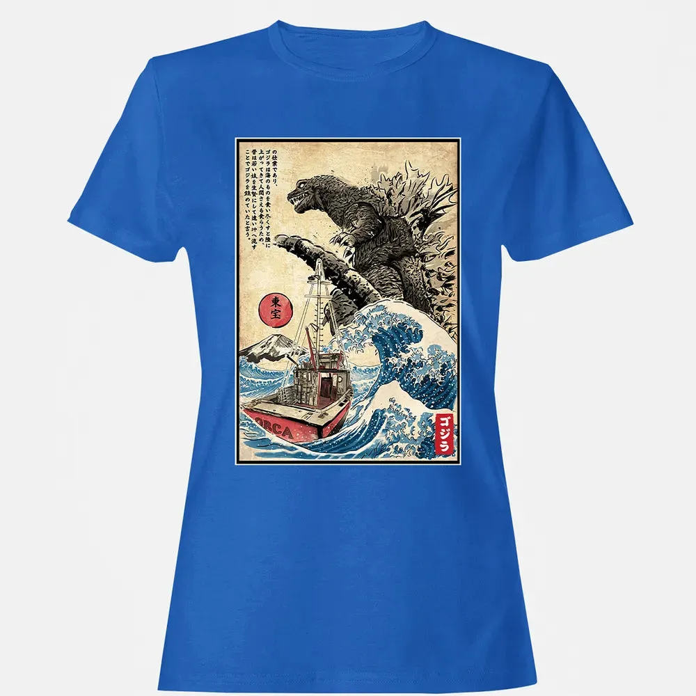 Orca in Japan Woodblock Women's T-shirt - 14
