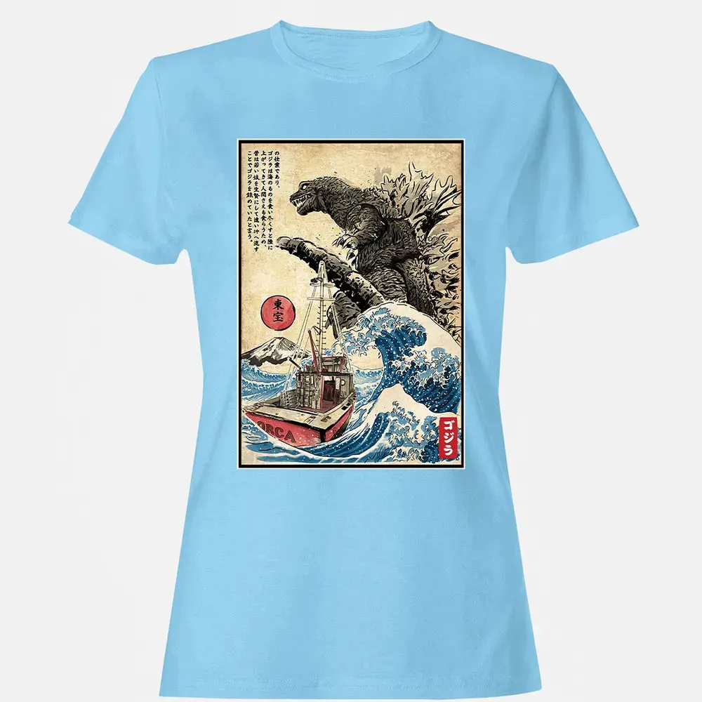 Orca in Japan Woodblock Women's T-shirt - 8