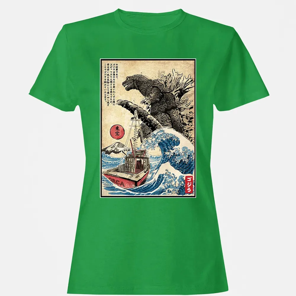 Orca in Japan Woodblock Women's T-shirt - 7