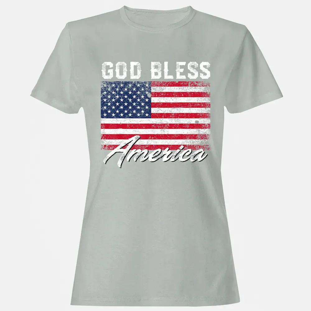 God Bless America USA Flag 4th of July Patriotic Women's T-shirt - 2