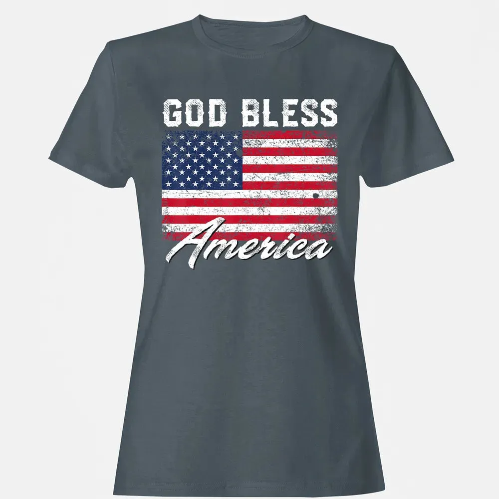 God Bless America USA Flag 4th of July Patriotic Women's T-shirt - 3