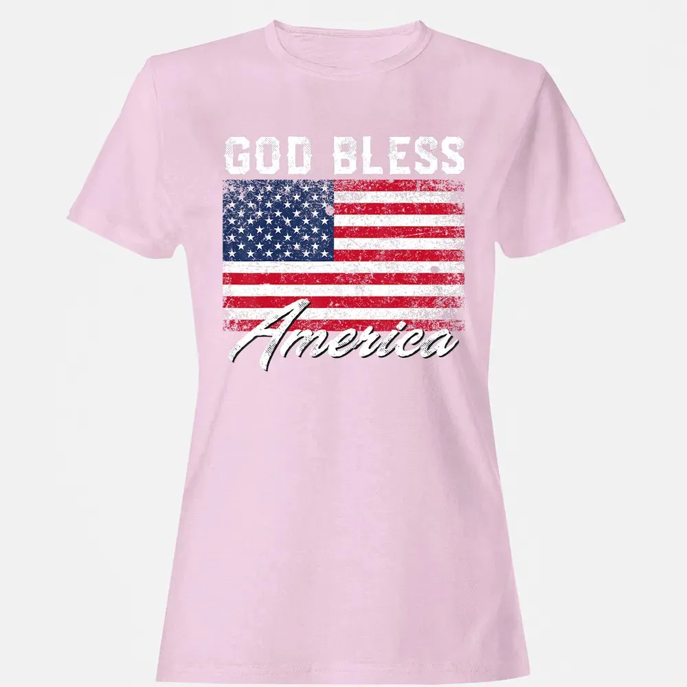 God Bless America USA Flag 4th of July Patriotic Women's T-shirt - 9