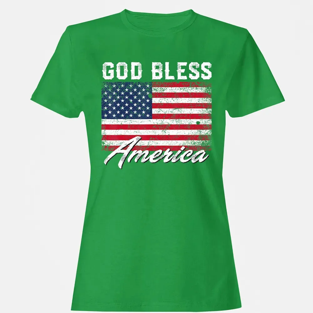 God Bless America USA Flag 4th of July Patriotic Women's T-shirt - 7