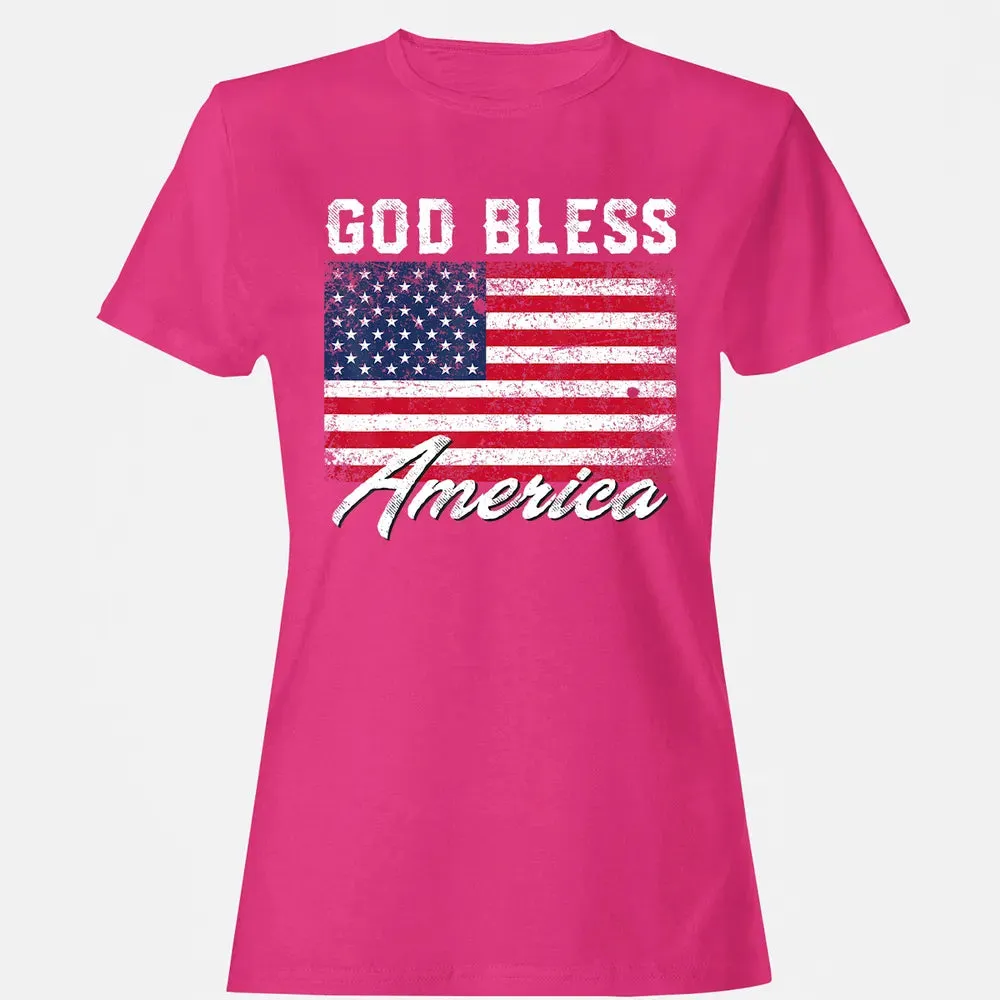 God Bless America USA Flag 4th of July Patriotic Women's T-shirt - 6