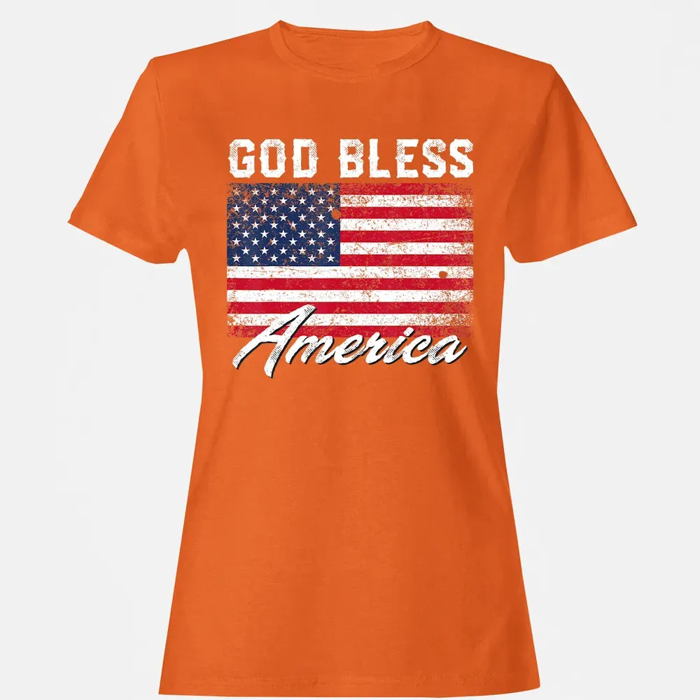 God Bless America USA Flag 4th of July Patriotic Women's T-shirt - 11