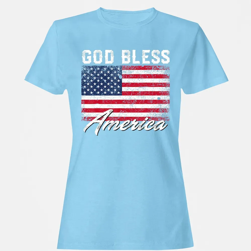 God Bless America USA Flag 4th of July Patriotic Women's T-shirt - 8
