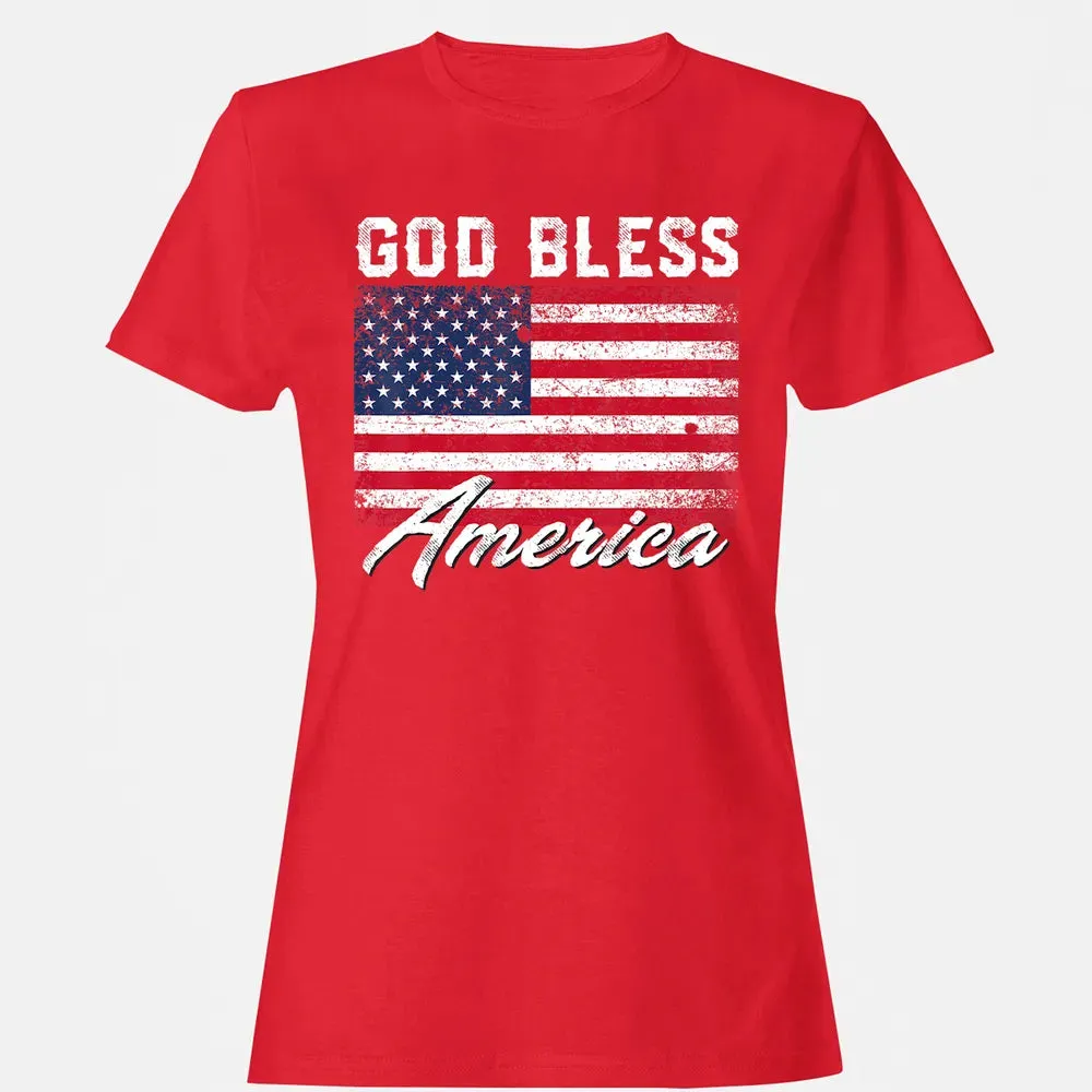 God Bless America USA Flag 4th of July Patriotic Women's T-shirt - 13