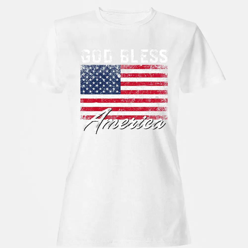 God Bless America USA Flag 4th of July Patriotic Women's T-shirt - 16
