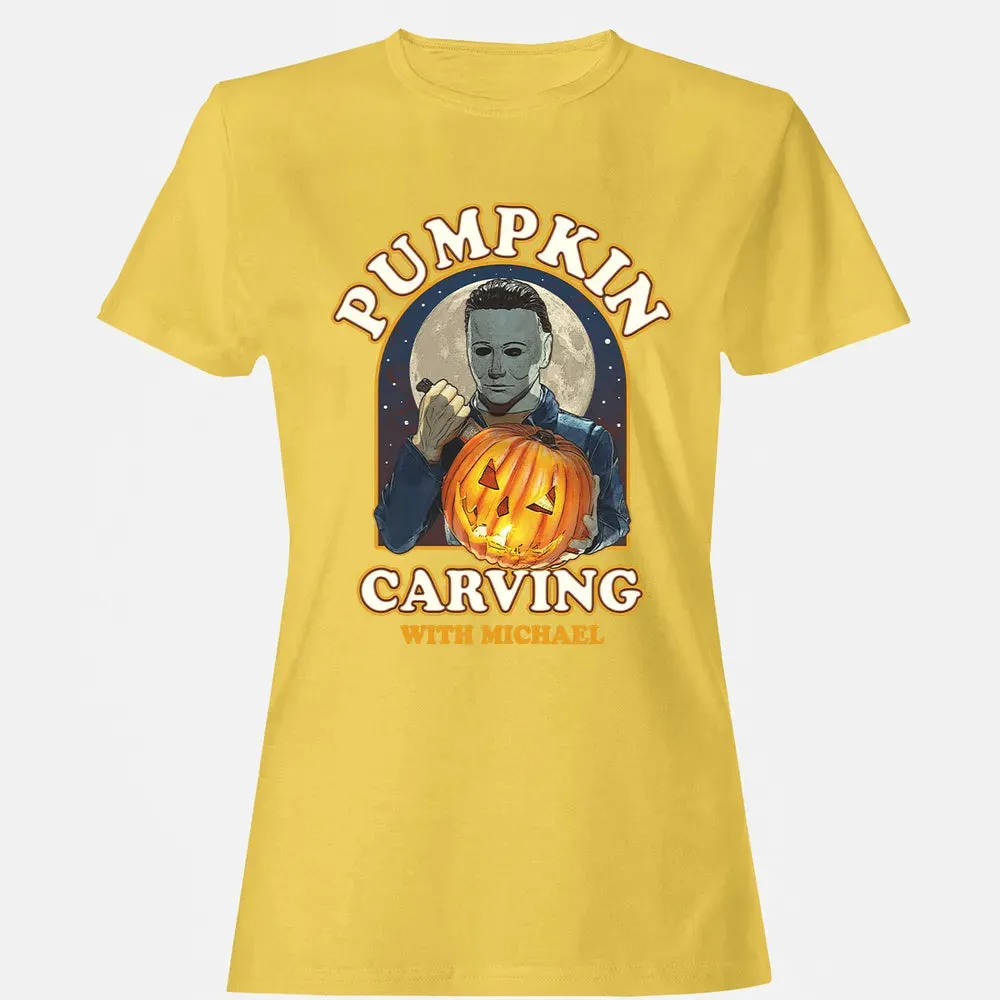 Pumpkin Carving With Michael Women's T-shirt - 4