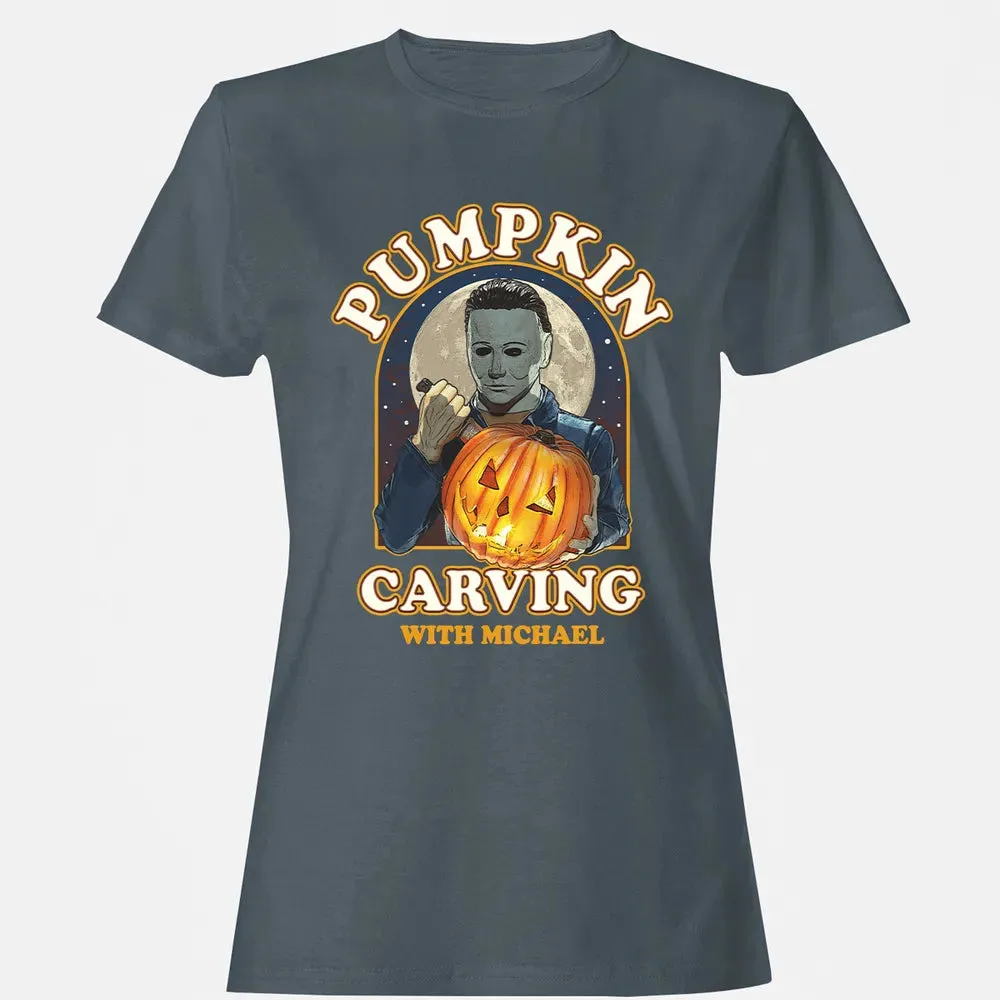 Pumpkin Carving With Michael Women's T-shirt - 3