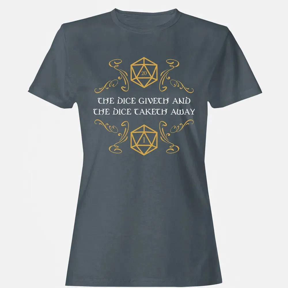The Dice Giveth and Taketh Away Natural 20 and Critical Fail Women's T-shirt - 3