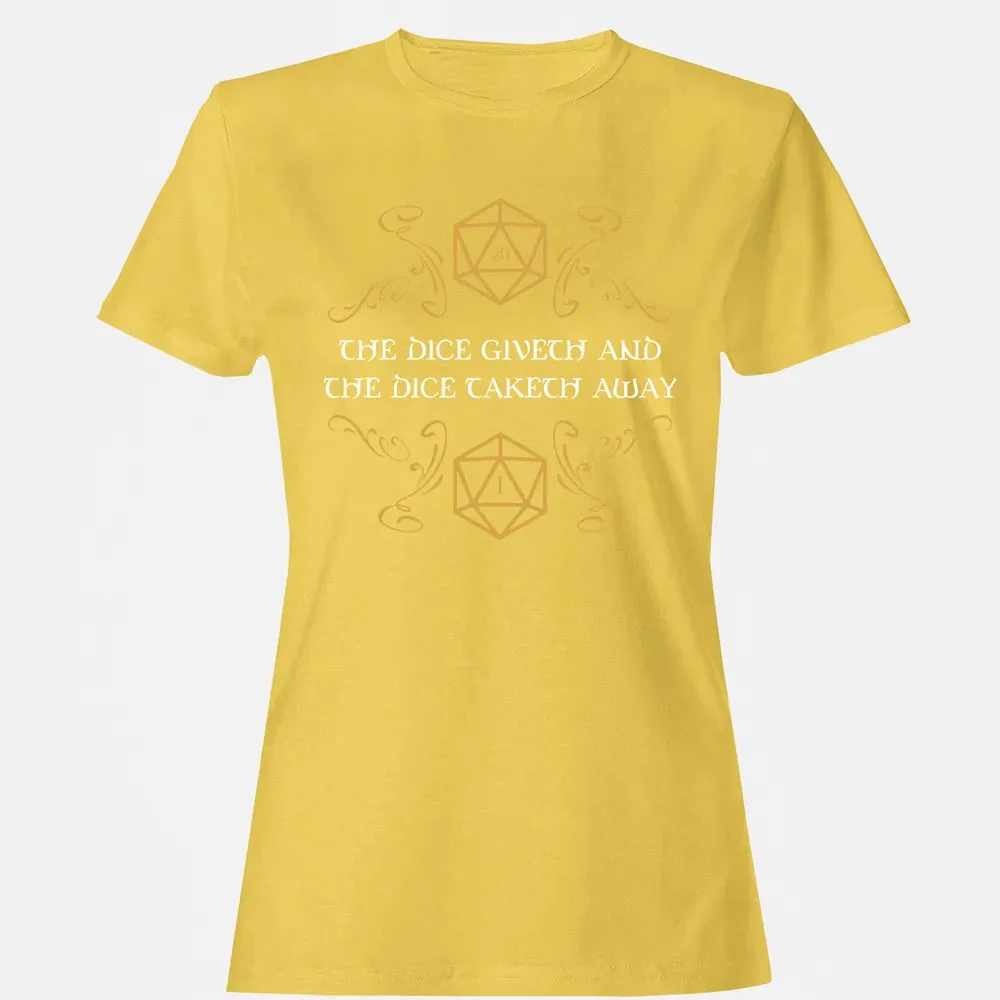 The Dice Giveth and Taketh Away Natural 20 and Critical Fail Women's T-shirt - 4