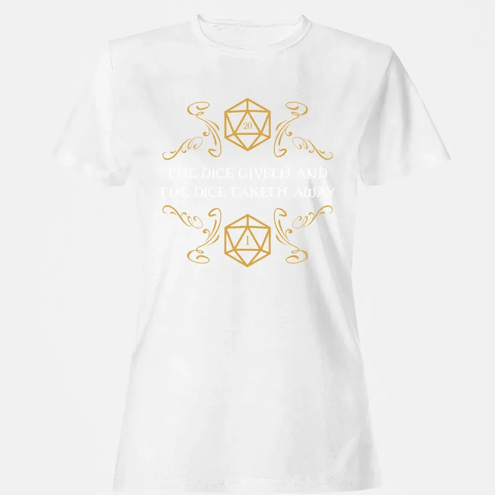 The Dice Giveth and Taketh Away Natural 20 and Critical Fail Women's T-shirt - 16