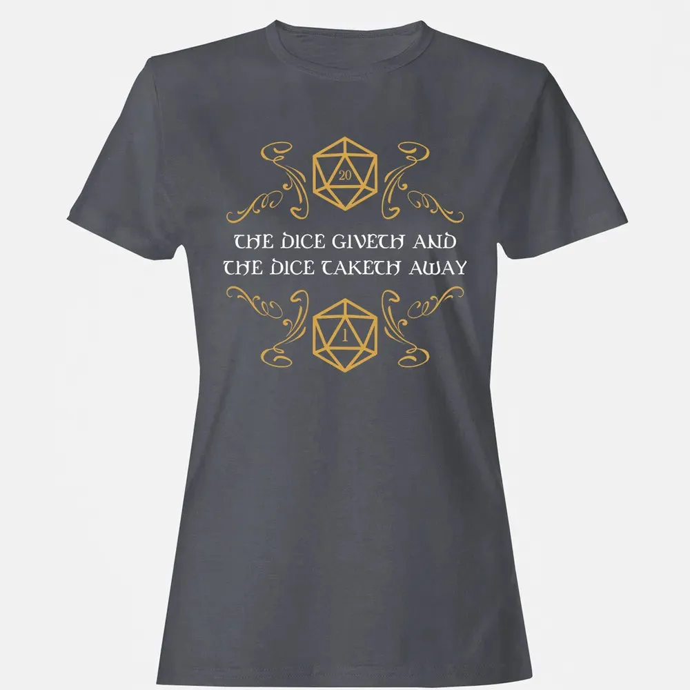 The Dice Giveth and Taketh Away Natural 20 and Critical Fail Women's T-shirt - 5
