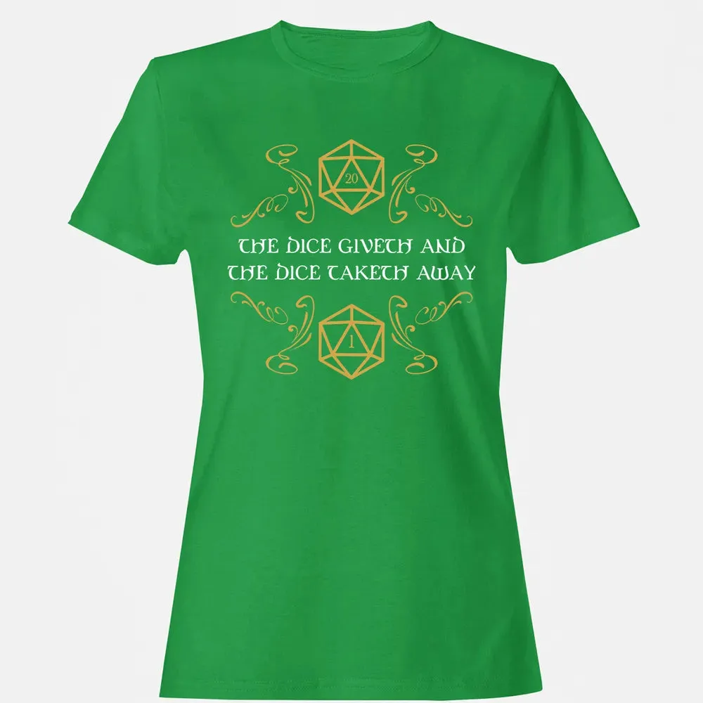 The Dice Giveth and Taketh Away Natural 20 and Critical Fail Women's T-shirt - 7