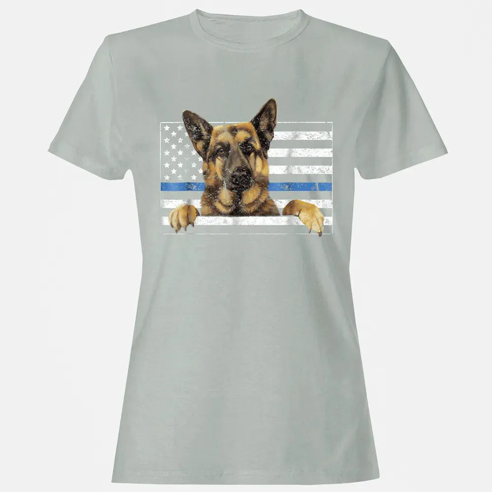 Thin Blue Line K9 German Shepherd T Dog Police Officer Women's T-shirt - 2