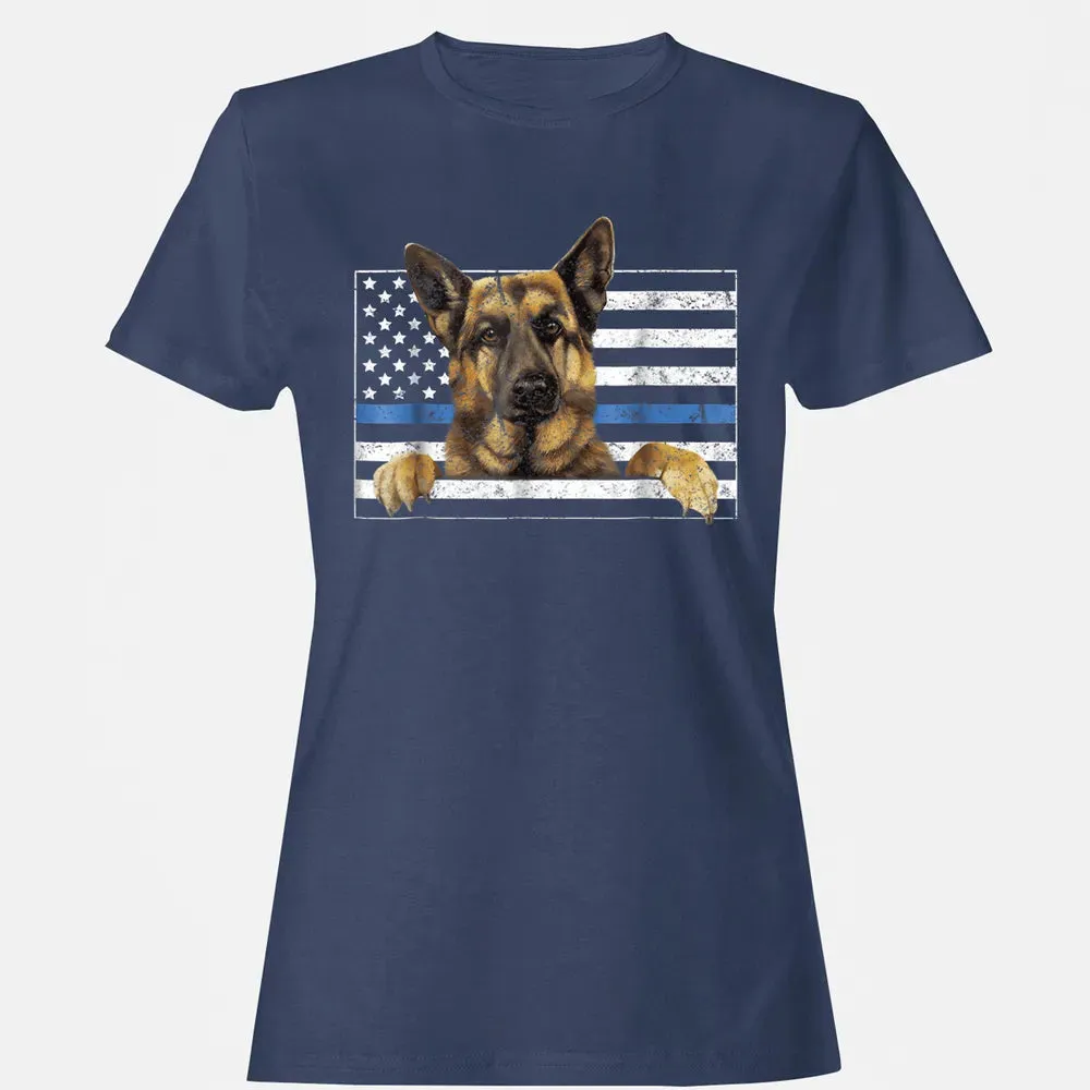 Thin Blue Line K9 German Shepherd T Dog Police Officer Women's T-shirt - 10