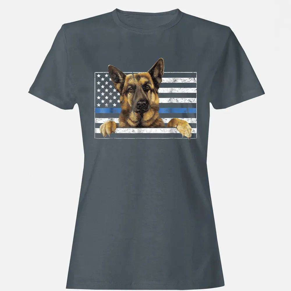 Thin Blue Line K9 German Shepherd T Dog Police Officer Women's T-shirt - 3