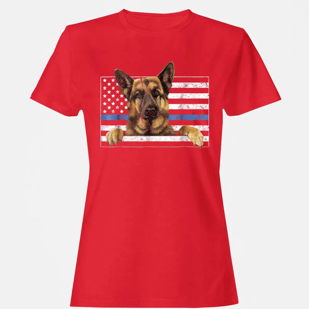 Thin Blue Line K9 German Shepherd T Dog Police Officer Women's T-shirt - 13