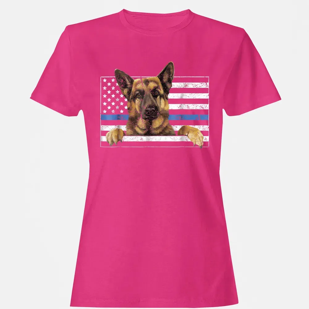 Thin Blue Line K9 German Shepherd T Dog Police Officer Women's T-shirt - 6
