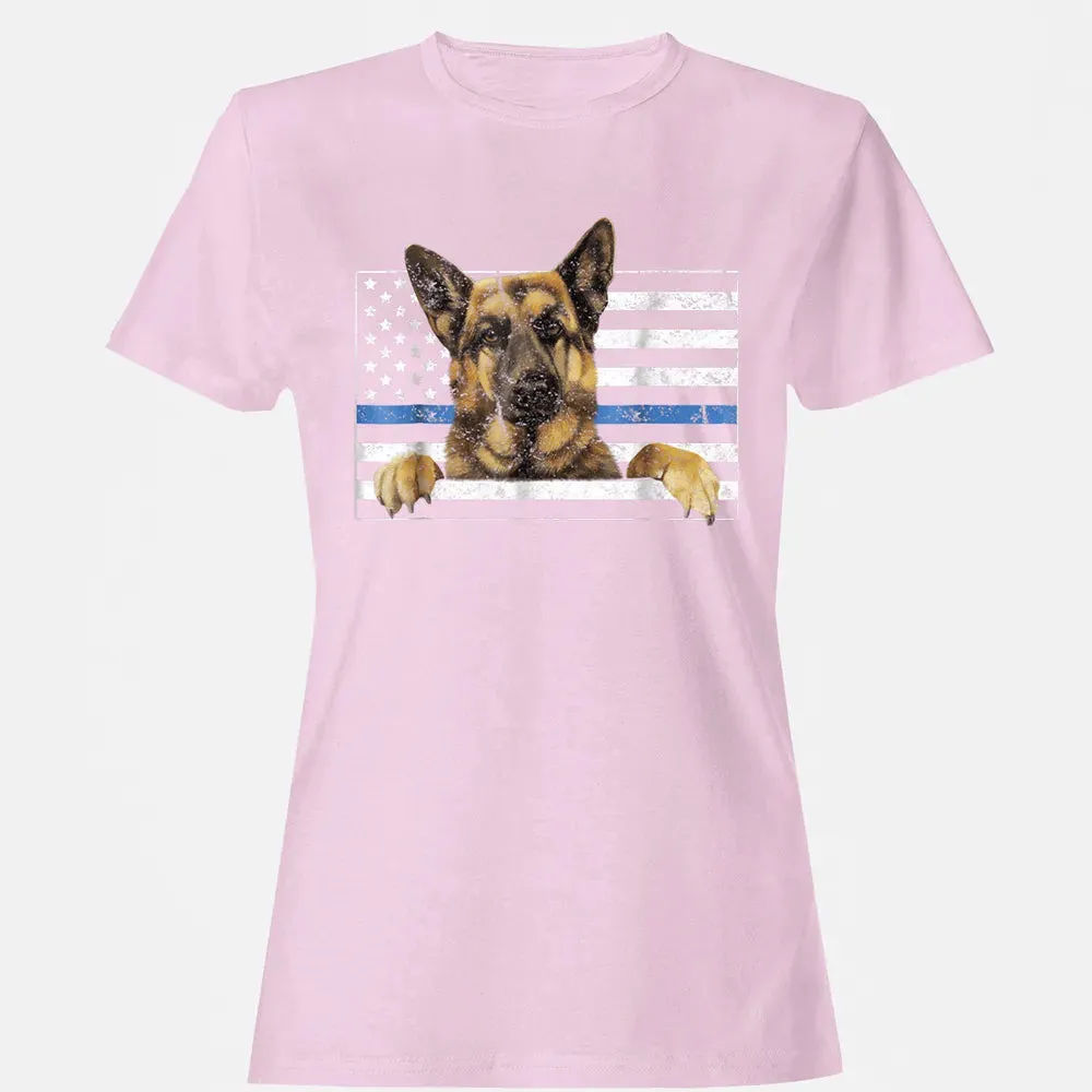 Thin Blue Line K9 German Shepherd T Dog Police Officer Women's T-shirt - 9