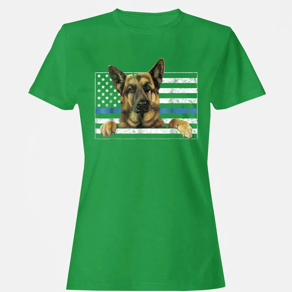 Thin Blue Line K9 German Shepherd T Dog Police Officer Women's T-shirt - 7